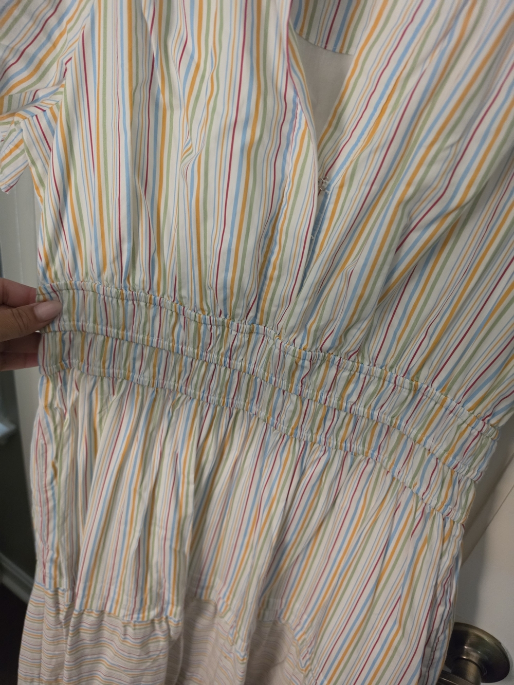 Light Cream Multicolor Striped Summer Dress